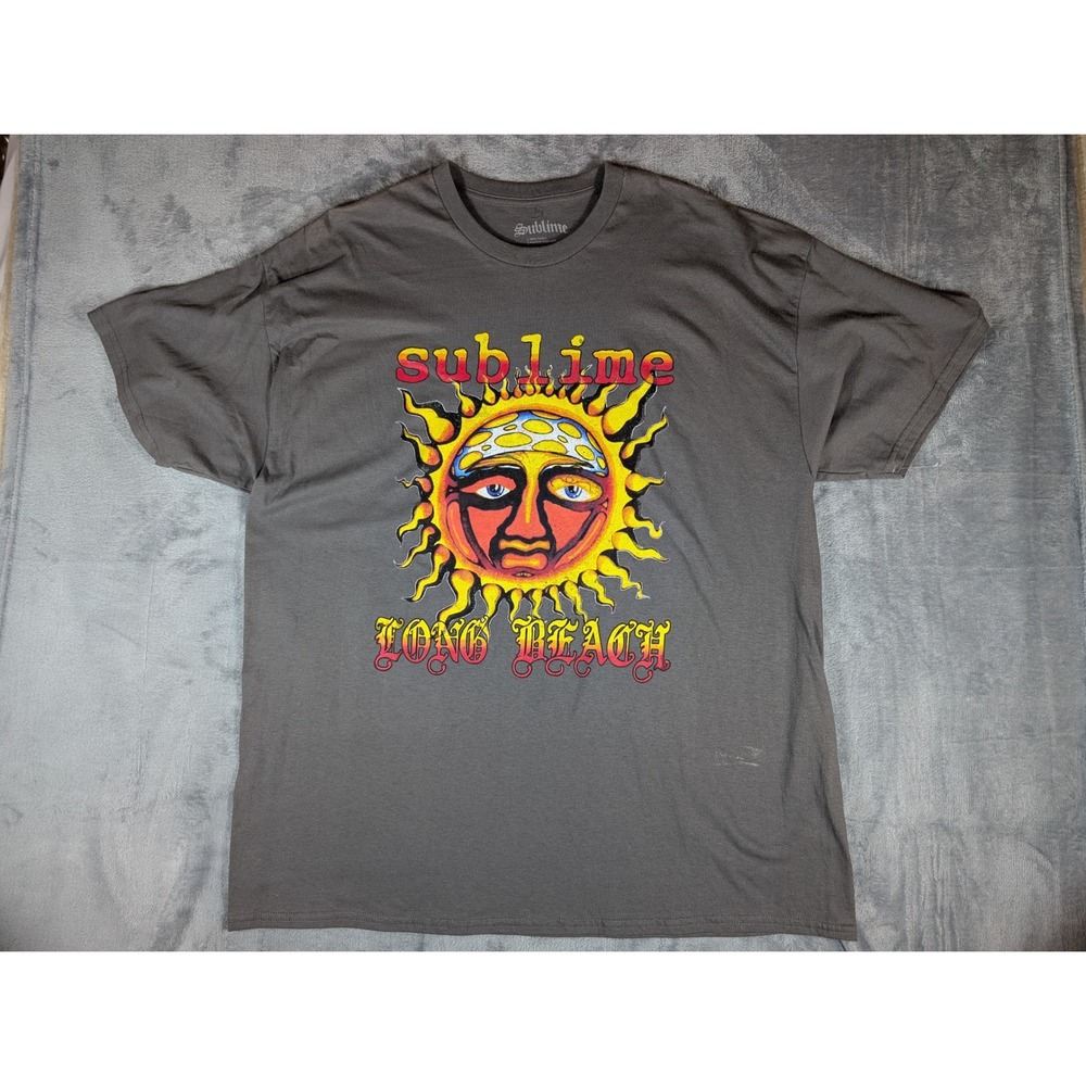 Sublime Long Beach Sun Graphic T-Shirt Charcoal Grey 100% Cotton Mens 2XL XXL